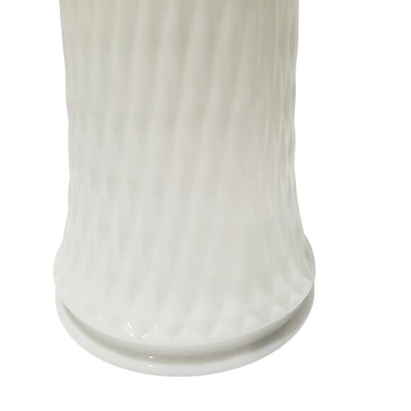 Westmoreland White Milk Glass Vintage Diamond Quilted Ruffled 12" Swung Vase - Picture 10 of 13